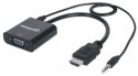 Konwerter MANHATTAN HDMI (M) + Jack 3.5 mm - VGA (F) VGA - HDMI + 3.5 mm audio 151450 Konwerter MANHATTAN HDMI (M) + Jack 3.5 mm - VGA (F) VGA - HDMI + 3.5 mm audio 151450