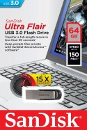 Pendrive SANDISK Ultra Flair (64 GB /USB 3.0 /Srebrny ) Pendrive SANDISK Ultra Flair (64 GB /USB 3.0 /Srebrny )