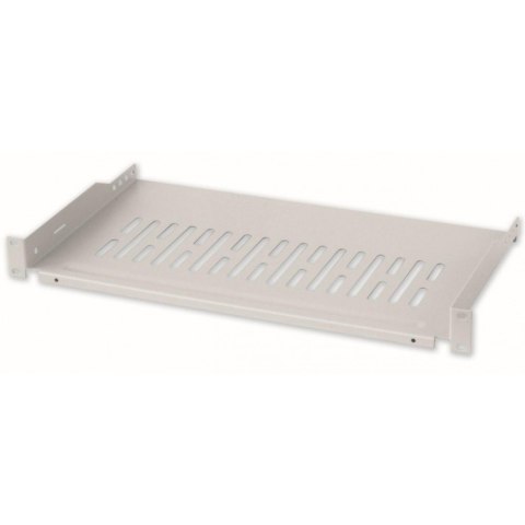 Półka 1U 255mm Rack 19, 2 pkt mocowania, perforowana, szara Półka 1U 255mm Rack 19, 2 pkt mocowania, perforowana, szara