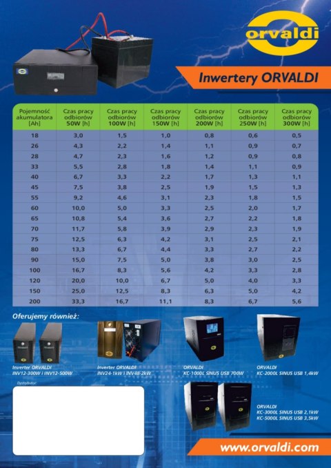 INVERTER ORVALDI INV12-840W Home (UPS) Zasilacz UPS INVERTER ORVALDI INV12-840W Home (UPS) Zasilacz UPS