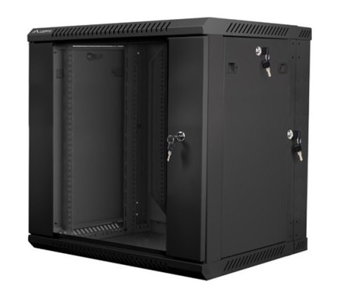 Szafa instalacyjna wisząca dwusekcyjna 19'' 12U 600X600mm czarna Szafa instalacyjna wisząca dwusekcyjna 19'' 12U 600X600mm czarna