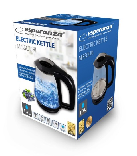 Czajnik ESPERANZA EKK024K (1.7L /1500W /Czarno-przezroczysty ) Czajnik ESPERANZA EKK024K (1.7L /1500W /Czarno-przezroczysty )