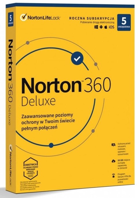 NORTON LIFE LOCK 360 deluxe 50GB PL 1 user 5 device 12mo generic ret1 mm NORTON LIFE LOCK 360 deluxe 50GB PL 1 user 5 device 12mo generic ret1 mm