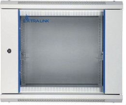 Szafka wisząca rack 9U 600x450 szara szklane drzwi