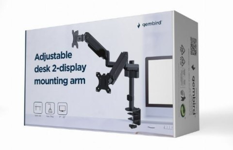 Uchwyt biurkowy Gembird na 2 monitory MA-DA2P-01 (17 - 32") Uchwyt biurkowy Gembird na 2 monitory MA-DA2P-01 (17 - 32")