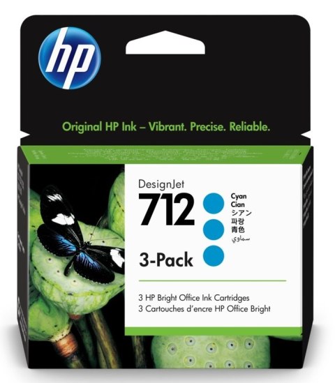 Tusz HP 712 cyan - trójpak (3ED77A) Tusz HP 712 cyan - trójpak (3ED77A)