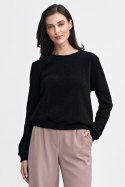 Bluza z dzianiny prążkowanej z długim rękawem BL08 Black - Nife - 40