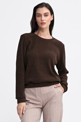 Bluza z dzianiny prążkowanej z długim rękawem BL08 Brown - Nife - 38