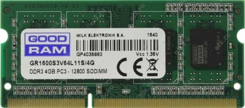 Pamięć GOODRAM (SODIMM/DDR3/4 GB/1600MHz/1.35V/11CL) Pamięć GOODRAM (SODIMM/DDR3/4 GB/1600MHz/1.35V/11CL)