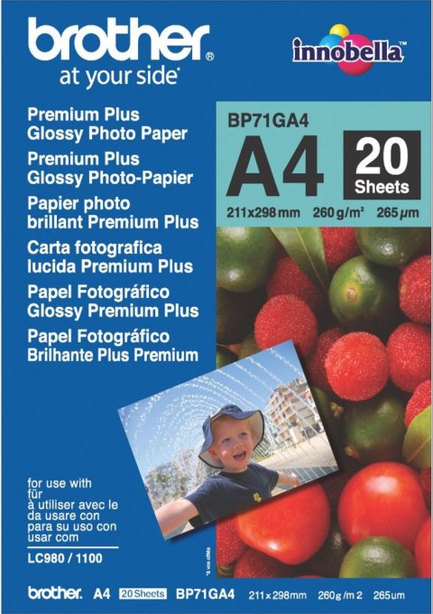 Papier BROTHER Innobella 260g A4 Błyszczący BP71GA4 Papier BROTHER Innobella 260g A4 Błyszczący BP71GA4