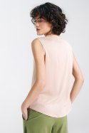Bluzka bez rękawów z dekoltem V B161 Beige - Nife - 38 Bluzka bez rękawów z dekoltem V B161 Beige - Nife - 38
