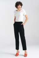 Spodnie lniane z gumką w pasie SD84 Black - Nife - 38 Spodnie lniane z gumką w pasie SD84 Black - Nife - 38