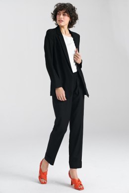 Spodnie lniane z gumką w pasie SD84 Black - Nife - 42