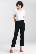Spodnie lniane z gumką w pasie SD84 Black - Nife - 42 Spodnie lniane z gumką w pasie SD84 Black - Nife - 42