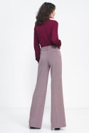 Spodnie wide leg w bordową jodełkę SD82 Bordo - Nife - 40 Spodnie wide leg w bordową jodełkę SD82 Bordo - Nife - 40