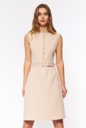 Sukienka Beżowa elegancka sukienka bez rękawów S200 Beige - Nife - 36 Sukienka Beżowa elegancka sukienka bez rękawów S200 Beige - Nife - 36