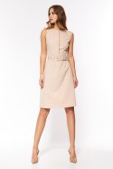 Sukienka Beżowa elegancka sukienka bez rękawów S200 Beige - Nife - 36 Sukienka Beżowa elegancka sukienka bez rękawów S200 Beige - Nife - 36