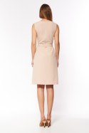 Sukienka Beżowa elegancka sukienka bez rękawów S200 Beige - Nife - 36 Sukienka Beżowa elegancka sukienka bez rękawów S200 Beige - Nife - 36
