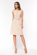 Sukienka Beżowa elegancka sukienka bez rękawów S200 Beige - Nife - 36 Sukienka Beżowa elegancka sukienka bez rękawów S200 Beige - Nife - 36