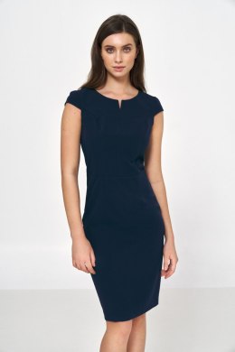 Sukienka Granatowa ołówkowa sukienka za kolano S225 Navy - Nife - 40