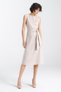 Sukienka lniana bez rękawów S237 Beige - Nife - 40