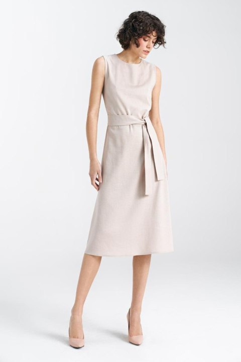 Sukienka lniana bez rękawów S237 Beige - Nife - 40 Sukienka lniana bez rękawów S237 Beige - Nife - 40