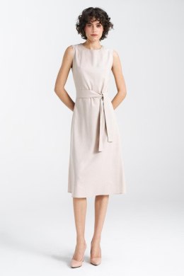 Sukienka lniana bez rękawów S237 Beige - Nife - 44