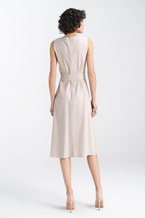 Sukienka lniana bez rękawów S237 Beige - Nife - 44 Sukienka lniana bez rękawów S237 Beige - Nife - 44