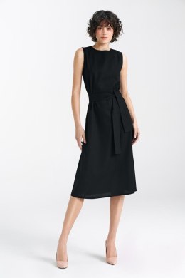 Sukienka lniana bez rękawów S237 Black - Nife - 38