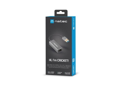 Karta sieciowa przewodowa NATEC Karta sieciowa Cricket USB 3.0 - RJ-45 1Gb na kablu NNC-1924 Karta sieciowa przewodowa NATEC Karta sieciowa Cricket USB 3.0 - RJ-45 1Gb na kablu NNC-1924