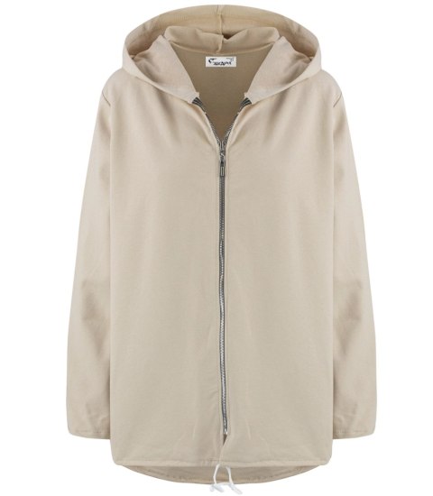 Cienka bluza damska jednokolorowy basic z kapturem ZEFIRA (Beżowy)