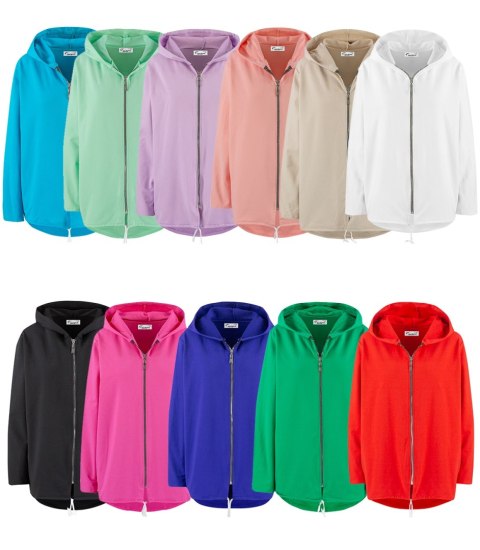 Cienka bluza damska jednokolorowy basic z kapturem ZEFIRA (Beżowy)