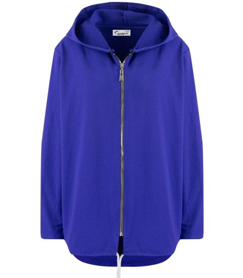 Cienka bluza damska jednokolorowy basic z kapturem ZEFIRA (Niebieski) Cienka bluza damska jednokolorowy basic z kapturem ZEFIRA (Niebieski)