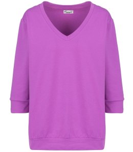 Cienka bluza pudełkowa bawełniana dekolt serek MINIE (Fioletowy)