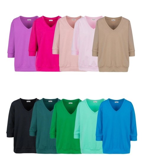 Cienka bluza pudełkowa bawełniana dekolt serek MINIE (Niebieski) Cienka bluza pudełkowa bawełniana dekolt serek MINIE (Niebieski)