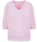 Cienka bluza pudełkowa bawełniana dekolt serek MINIE (Różowy) Cienka bluza pudełkowa bawełniana dekolt serek MINIE (Różowy)