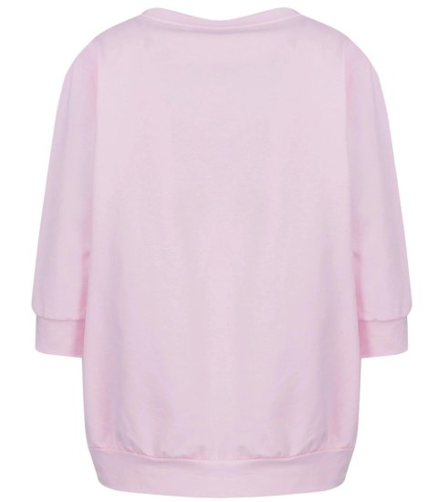 Cienka bluza pudełkowa bawełniana dekolt serek MINIE (Różowy) Cienka bluza pudełkowa bawełniana dekolt serek MINIE (Różowy)