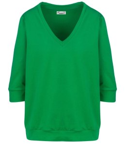 Cienka bluza pudełkowa bawełniana dekolt serek MINIE (Zielony)