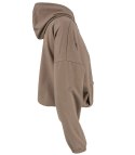 Cienka krótka bluza damska jednokolorowy basic z kapturem JULIA (Beżowy) Cienka krótka bluza damska jednokolorowy basic z kapturem JULIA (Beżowy)