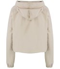 Cienka krótka bluza damska jednokolorowy basic z kapturem JULIA (Beżowy) Cienka krótka bluza damska jednokolorowy basic z kapturem JULIA (Beżowy)