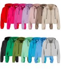 Cienka krótka bluza damska jednokolorowy basic z kapturem JULIA (Beżowy) Cienka krótka bluza damska jednokolorowy basic z kapturem JULIA (Beżowy)