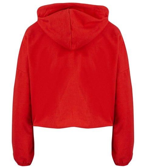 Cienka krótka bluza damska jednokolorowy basic z kapturem JULIA (Czerwony) Cienka krótka bluza damska jednokolorowy basic z kapturem JULIA (Czerwony)