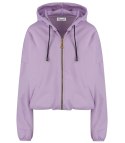 Cienka krótka bluza damska jednokolorowy basic z kapturem JULIA (Fioletowy) Cienka krótka bluza damska jednokolorowy basic z kapturem JULIA (Fioletowy)