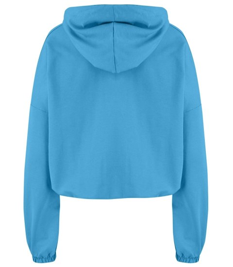 Cienka krótka bluza damska jednokolorowy basic z kapturem JULIA (Niebieski) Cienka krótka bluza damska jednokolorowy basic z kapturem JULIA (Niebieski)