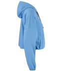Cienka krótka bluza damska jednokolorowy basic z kapturem JULIA (Niebieski) Cienka krótka bluza damska jednokolorowy basic z kapturem JULIA (Niebieski)