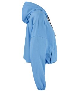 Cienka krótka bluza damska jednokolorowy basic z kapturem JULIA (Niebieski)
