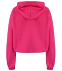 Cienka krótka bluza damska jednokolorowy basic z kapturem JULIA (Różowy)
