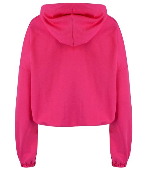 Cienka krótka bluza damska jednokolorowy basic z kapturem JULIA (Różowy) Cienka krótka bluza damska jednokolorowy basic z kapturem JULIA (Różowy)
