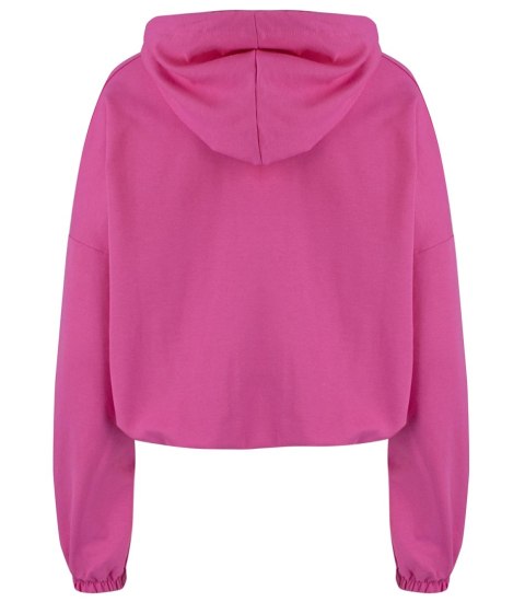 Cienka krótka bluza damska jednokolorowy basic z kapturem JULIA (Różowy) Cienka krótka bluza damska jednokolorowy basic z kapturem JULIA (Różowy)
