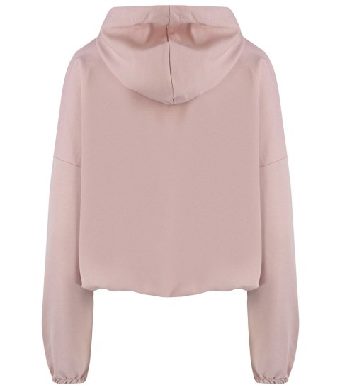 Cienka krótka bluza damska jednokolorowy basic z kapturem JULIA (Różowy) Cienka krótka bluza damska jednokolorowy basic z kapturem JULIA (Różowy)